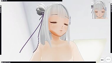 3D HENTAI POV Emilia from RE ZERO rides your dick