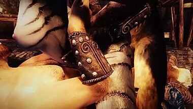 Khajiiti Teen dressed up and fucked by bandits