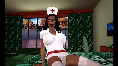 3d cartoon ebony busty nurse