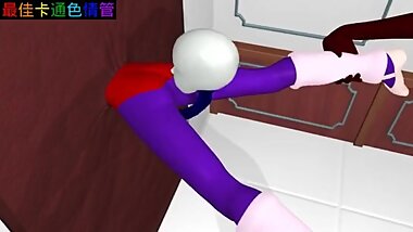 Hentai girl stuck in wall gets fucked from behind
