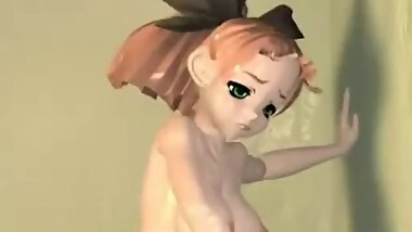 Busty 3D animated self masturbating and playing with toy