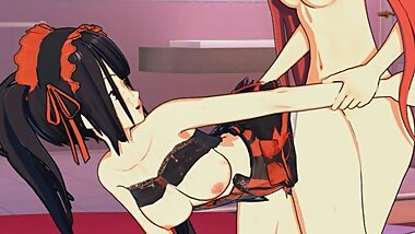 Date A Live - Kurumi Tokisaki Fucked by Kotori's Futa Dick