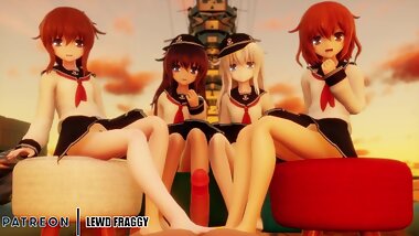 Kantai Collection - Destroyers Quartet Footjob [4K UNCENSORED HENTAI]