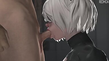 NIER AUTOMATA 2B - INTENSE BLOWJOB (PMV)