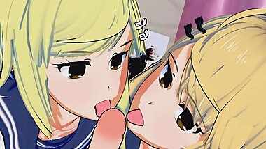 Nyan Koi! - Akari and Kotone Kirishima Threesome 3D Hentai