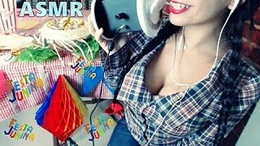 SFW ASMR 3DIO FESTA JUNINA SONS DE MASTIGACAO ~ ASMR Portugues ~ Eating Sounds