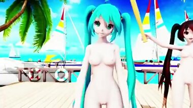 [MMD] R-18 Miku and Zatsune Miku - Levan Polkka - Motion DL