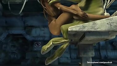 Aliens sex and pussy licking 3d sex