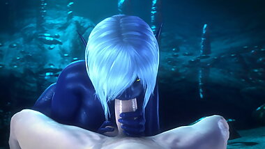 Queen Nualia 3D Hentai Blowjob Blue Skin With Big Tits