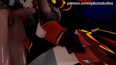 Does Mercy lick a dick a day Overwatch licks cock 3D Animation Blender