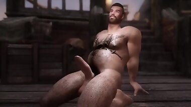 Massive muscles booty gangbanged rough by a slim nigga