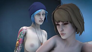 Chloe and Max batrhoom fun Futa x Futa, Futa x Fem
