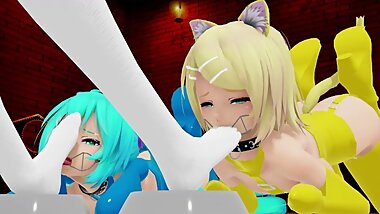 Luka trains/feeds her Pets [Sock Version] (Yuri Bondage Sex / Foot Fetish)