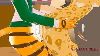 Furry Yiff Futanari Hentai - Tiger Futanari Fucks Leopard Futanari in a Bakery