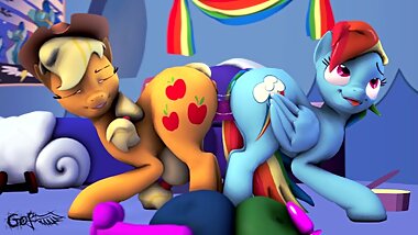 [Godoffury] Rainbow Dash Applejack Double dildo 60FPS