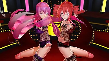 [3D MMD Futanari] Futanari Luka & Teto Dance HQ (24 FPS) by Monmusumonmusu