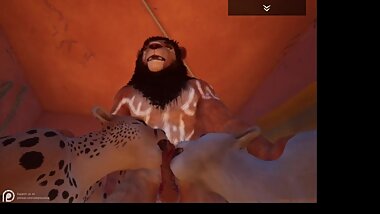 Wild Life Game Furry 3D Master lion with penis to lick with two lionesses