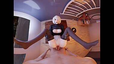 Nier Automata: 2D Gets Her Pussy Drilled VR 3D