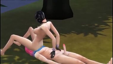 sissy punished by mistress in a park