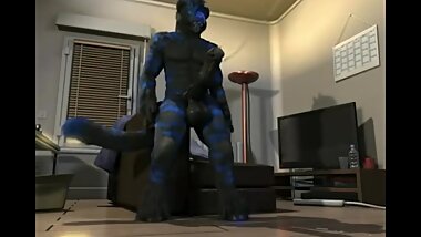 Pawjob cumshot blueblack furry