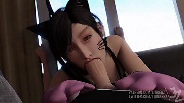 Tifa Lockhart Cat Milking some Cock
