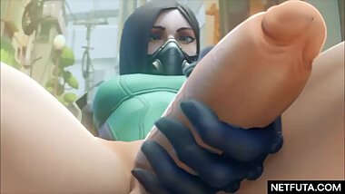 {Valorant Futa} Viper Stroking Her Hard Cock