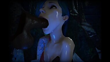 3D animation SFM blowjob Jinx from League of Legends
