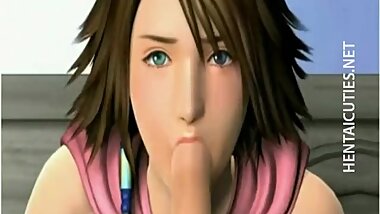 Hot 3D hentai babe gives blowjob