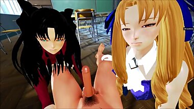 Rin and Luvia form a truce to get off (Honey Select: Fate series)