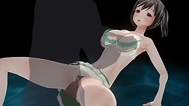 3D Girl in green bikini fuck