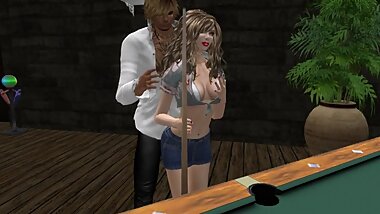 Steph et la belle Astridde pour une partie de Billard