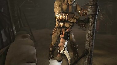 Dude fucking Orc's cunt raw