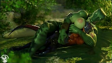 Alligator handjob Lizard by Evilbanana