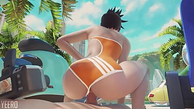 Tracer Reverse Cowgirl On The Beach Overwatch (Blender Animation W/Sound)