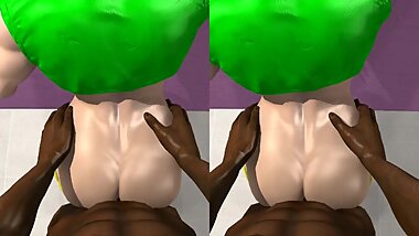 stereoscopic street fighter laura matsuda from behind (loop) + cumshot