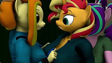Sunset Shimmer x Adagio Dazzle x Aria Blaze - Getting Busy - Threesome