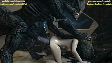 Samus Aran on a Strange Alien Planet fucked by Xenomorph 3D Rough Animation