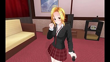 Cute schoolgirl sings for you
