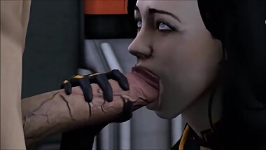 3d POV BLOWJOB SWALLOW - teen gives head and finishes the job - Miranda Lawson Mass Effect - cum eat