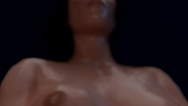 Busty bitch standing bare 3D animation