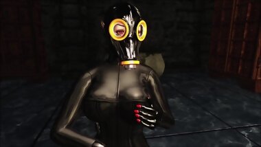 Elf in Latex and Gas Mask Masturbates 2