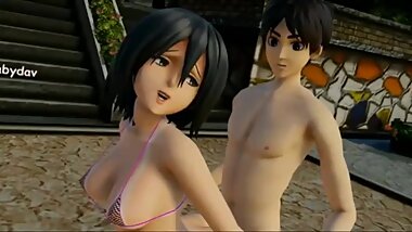 Mikasa and Eren fuck outside