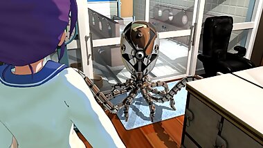 3D Hentai. Girl meets metal Octopus in health spa. Amusing little film