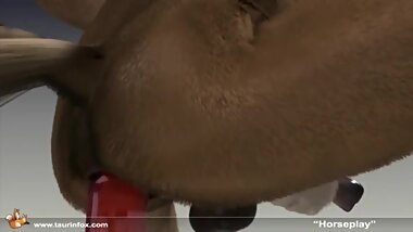 3D anthro  takes big dildo in the butt and jerks off!