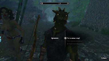 TES5 Skyrim My Own Mod Build Gameplay With Half-naked Orc Girl Hircine Ring