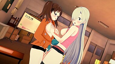 Seven Deadly Sins: Elizabeth Lioness and Diane HOT LESBIAN SEX (3D Hentai)