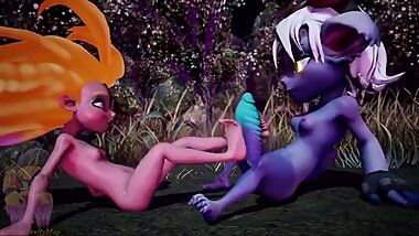LoL Hentai - Zoe gives Futa Tristana a Footjob and a Blowjob