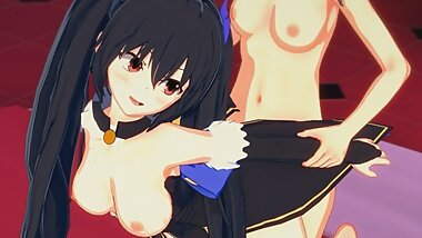Neptunia - Noire Gets Fucked by Uni's Futanari Dick