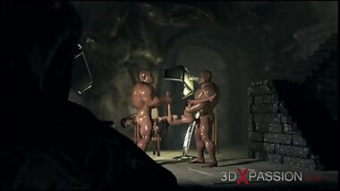 Dungeon. Part 1. 3D animation. Hercules and teenager girl